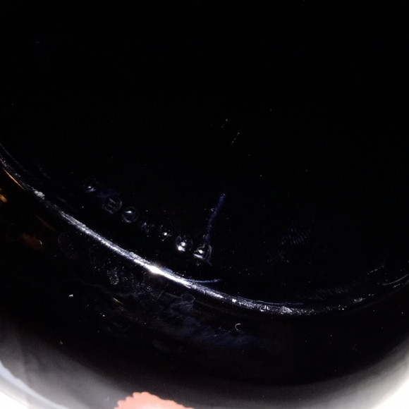 Vintage Black Onyx Glass Floral Kitchen Salad Bowl Set France - Picture 8 of 8